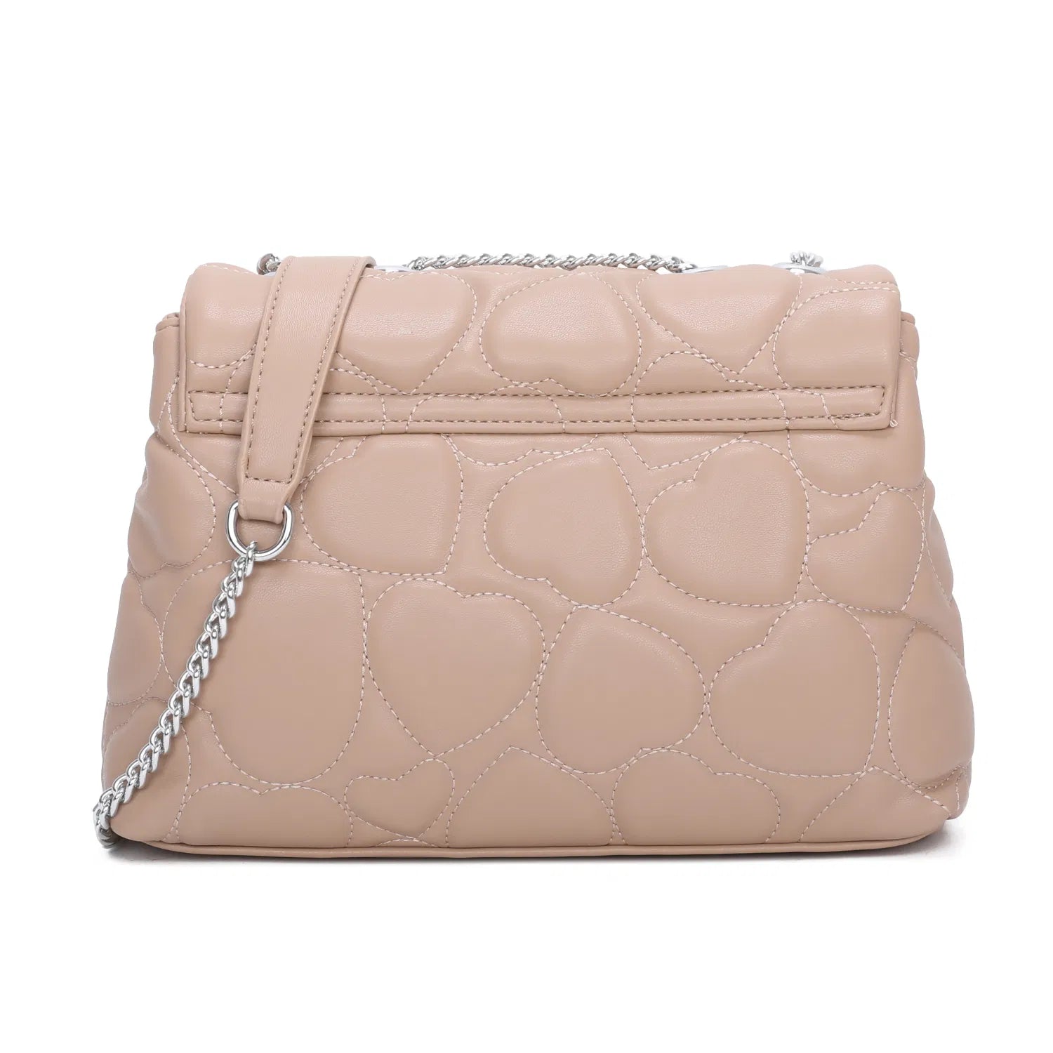 Beige Freya Quilted Hearts Shoulder Bag