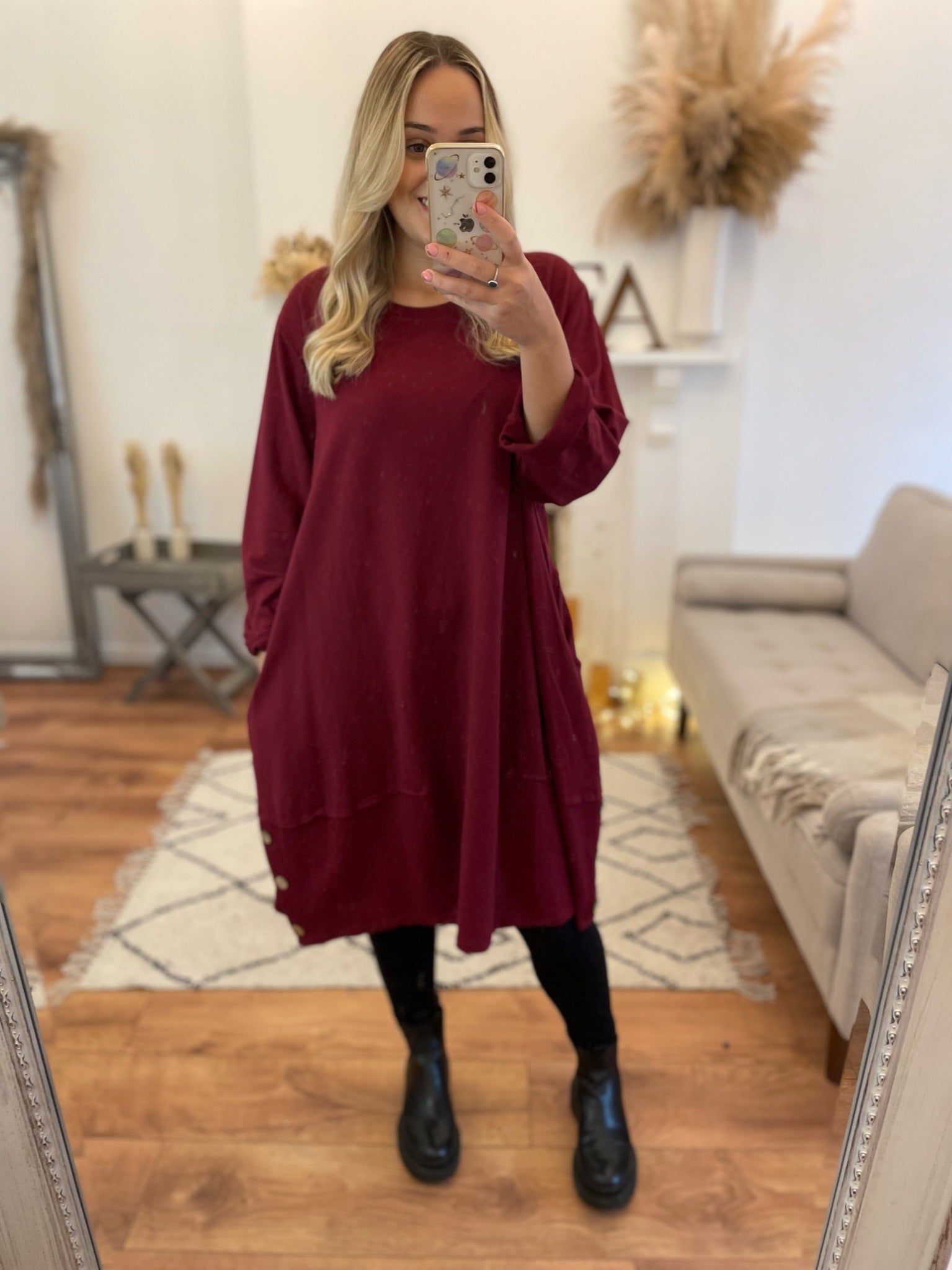 Burgundy Nene Slouch Dress