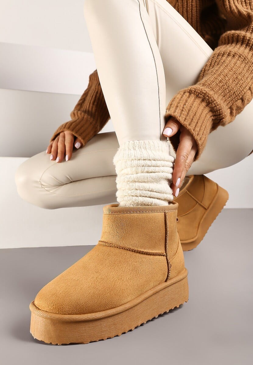 Camel Mini Faux Fur Platform Snugg Boots