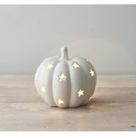 White Ceramic Pumpkin Shape Tea Light Holder