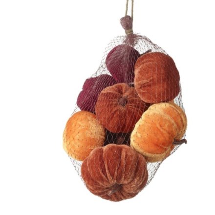 Rust Tones Bag of Velvet Decorative Pumpkins