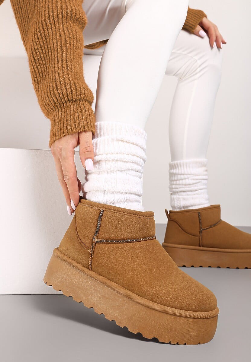 Camel Mini Faux Fur Platform Snugg Boots