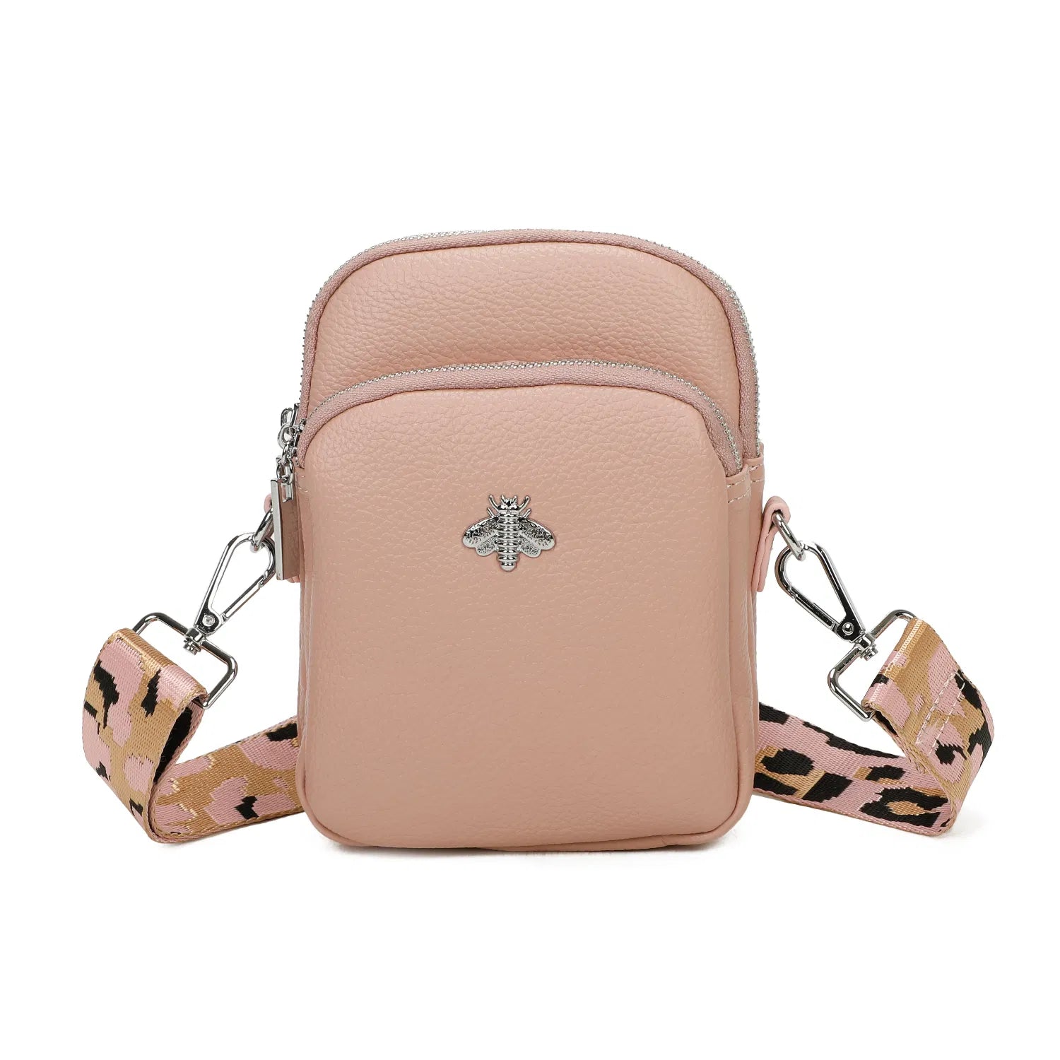 Pink Bee Embossed Cross Body Bag