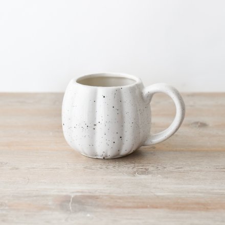 Speckled White Pumpkin Shape Mug