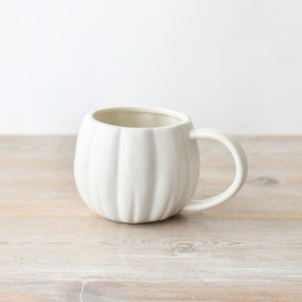 White Pumpkin Shape Mug