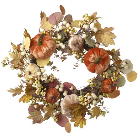 Pumpkin & Winter Berry Autumnal Wreath