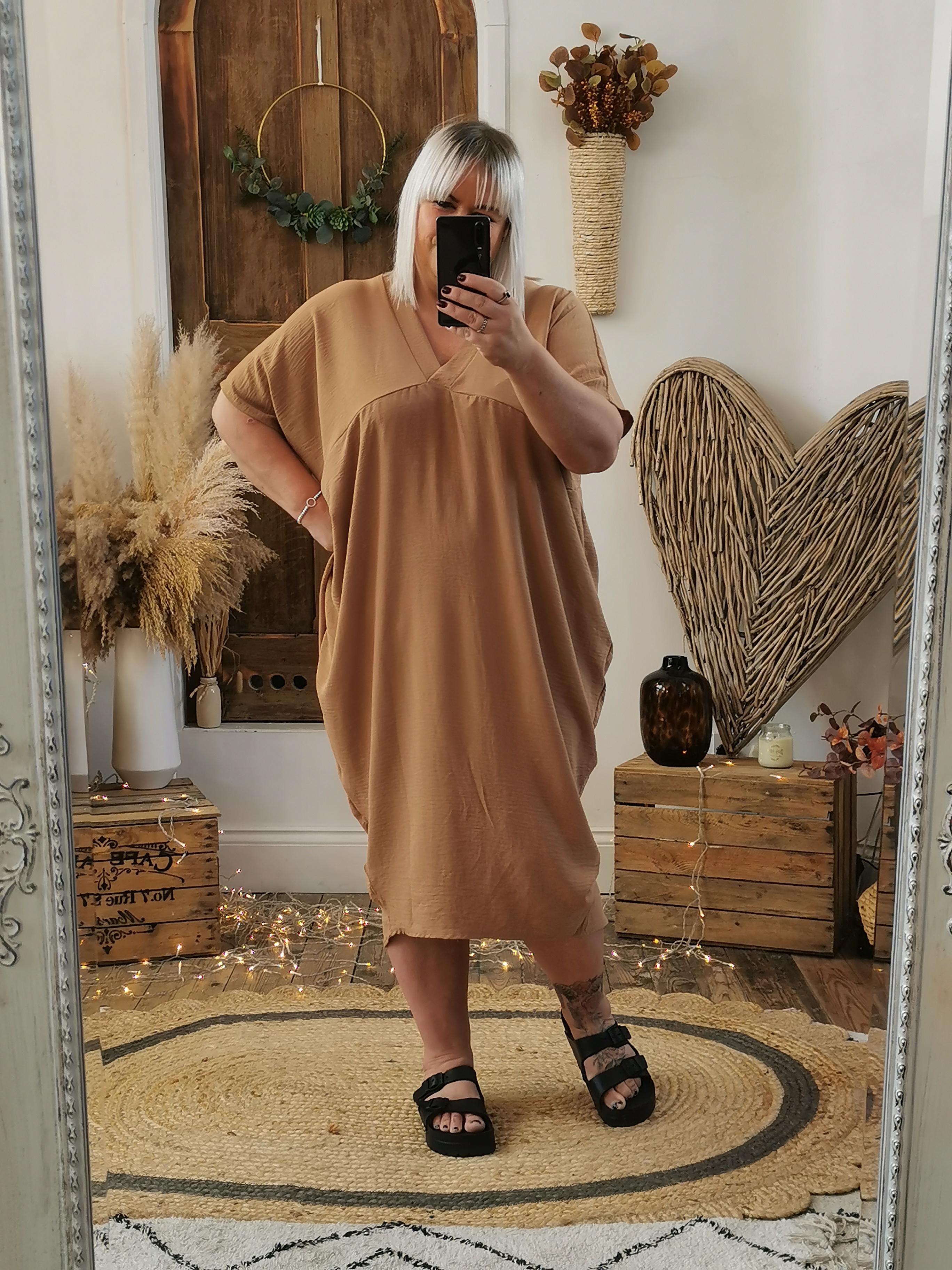 Creamy Coffee Lulu Batwing Dress