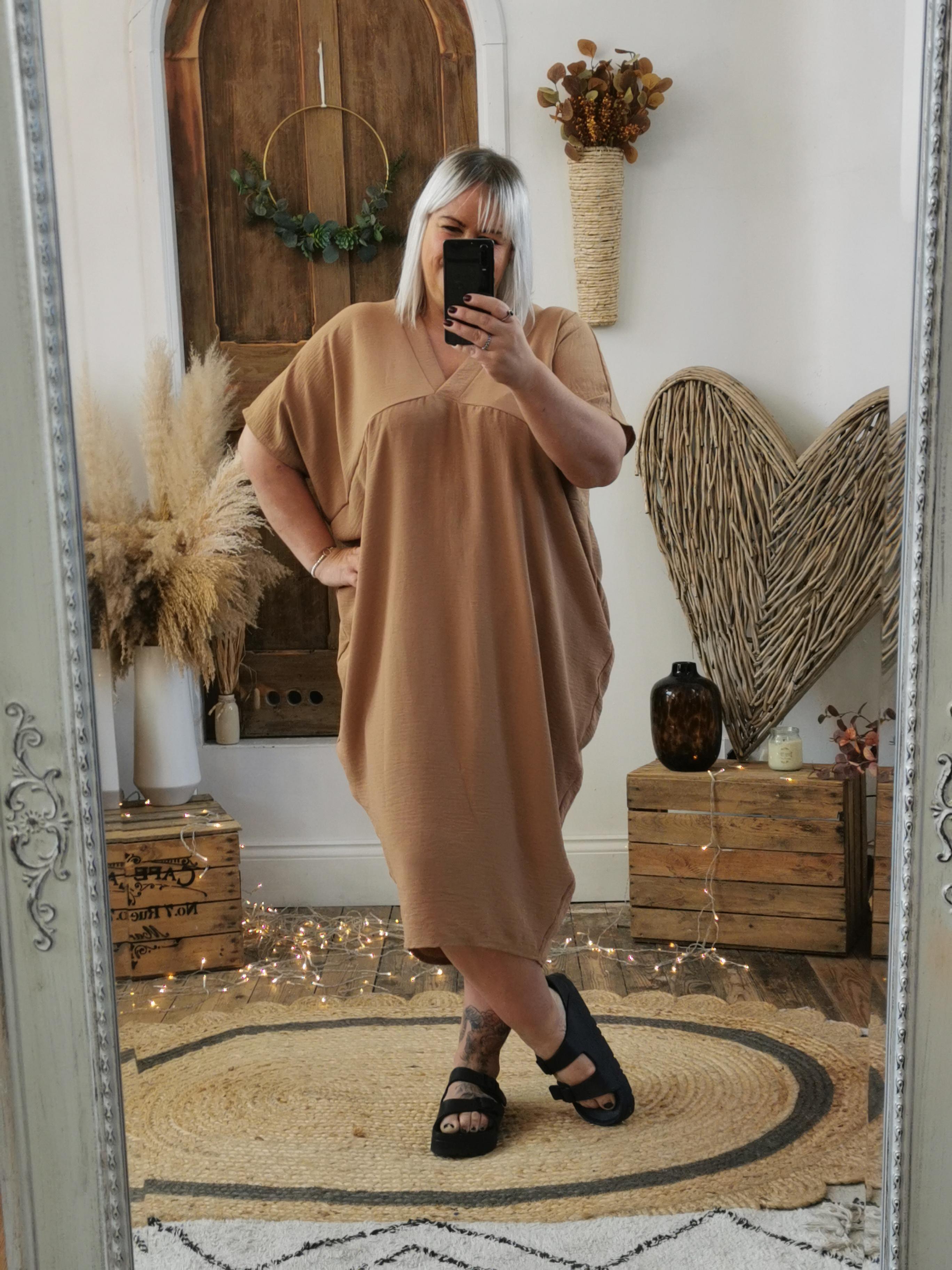 Creamy Coffee Lulu Batwing Dress