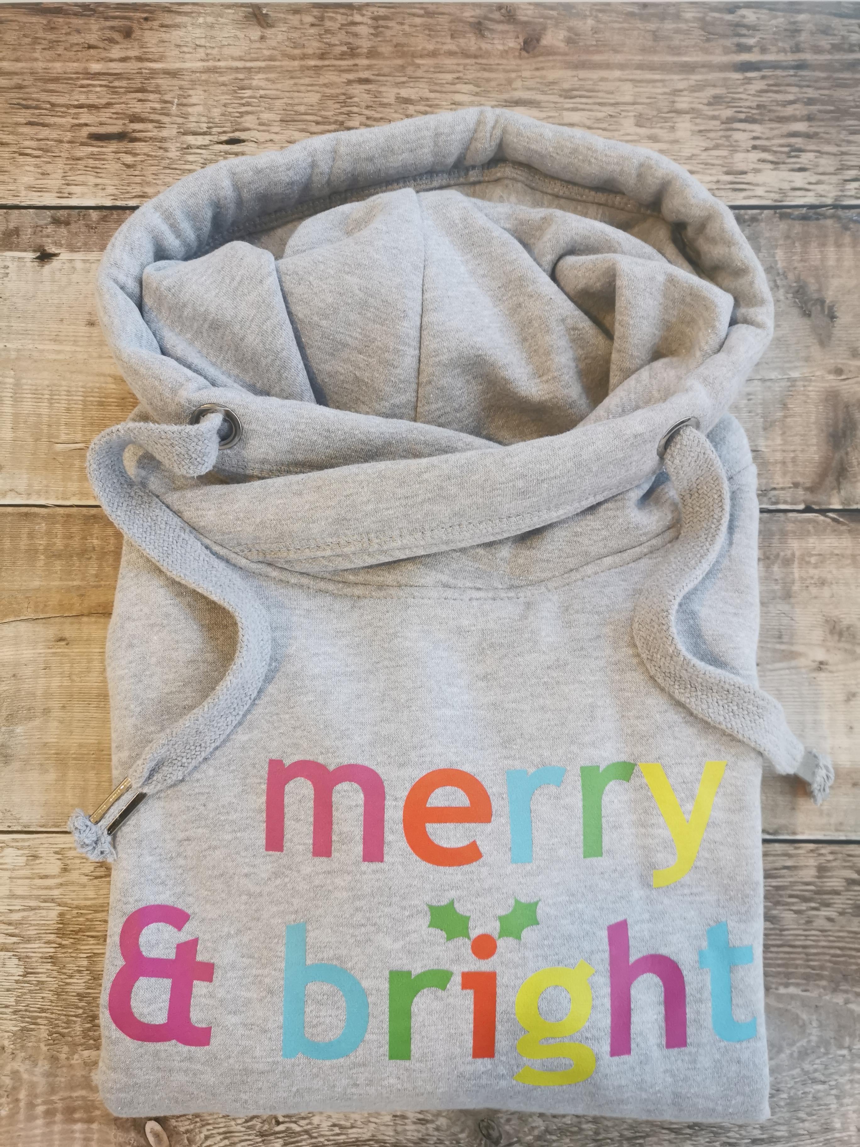 Merry & Bright Christmas Luxe Hoodie - Grey