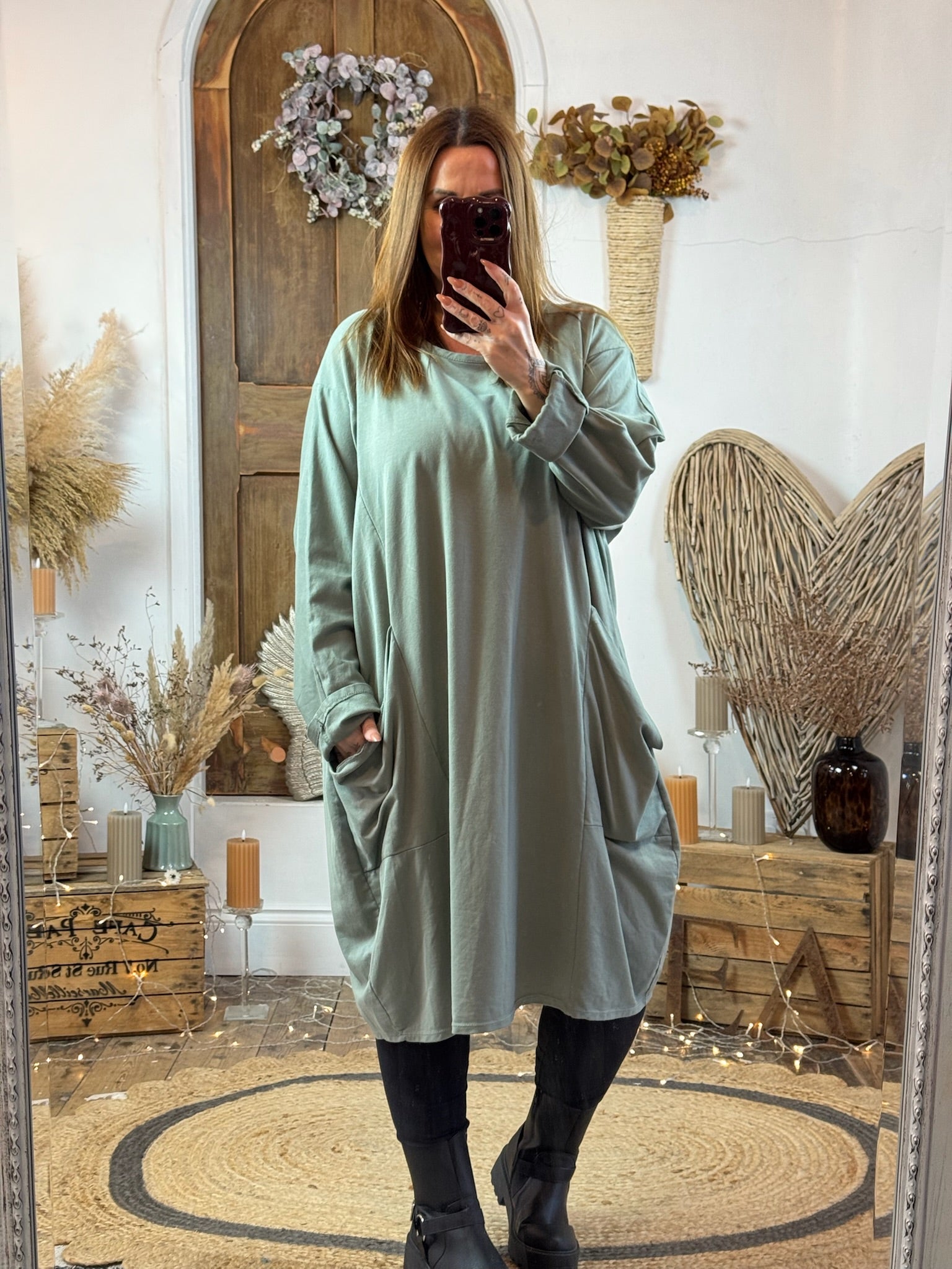 Khaki Baxter Oversized Slouch Dress