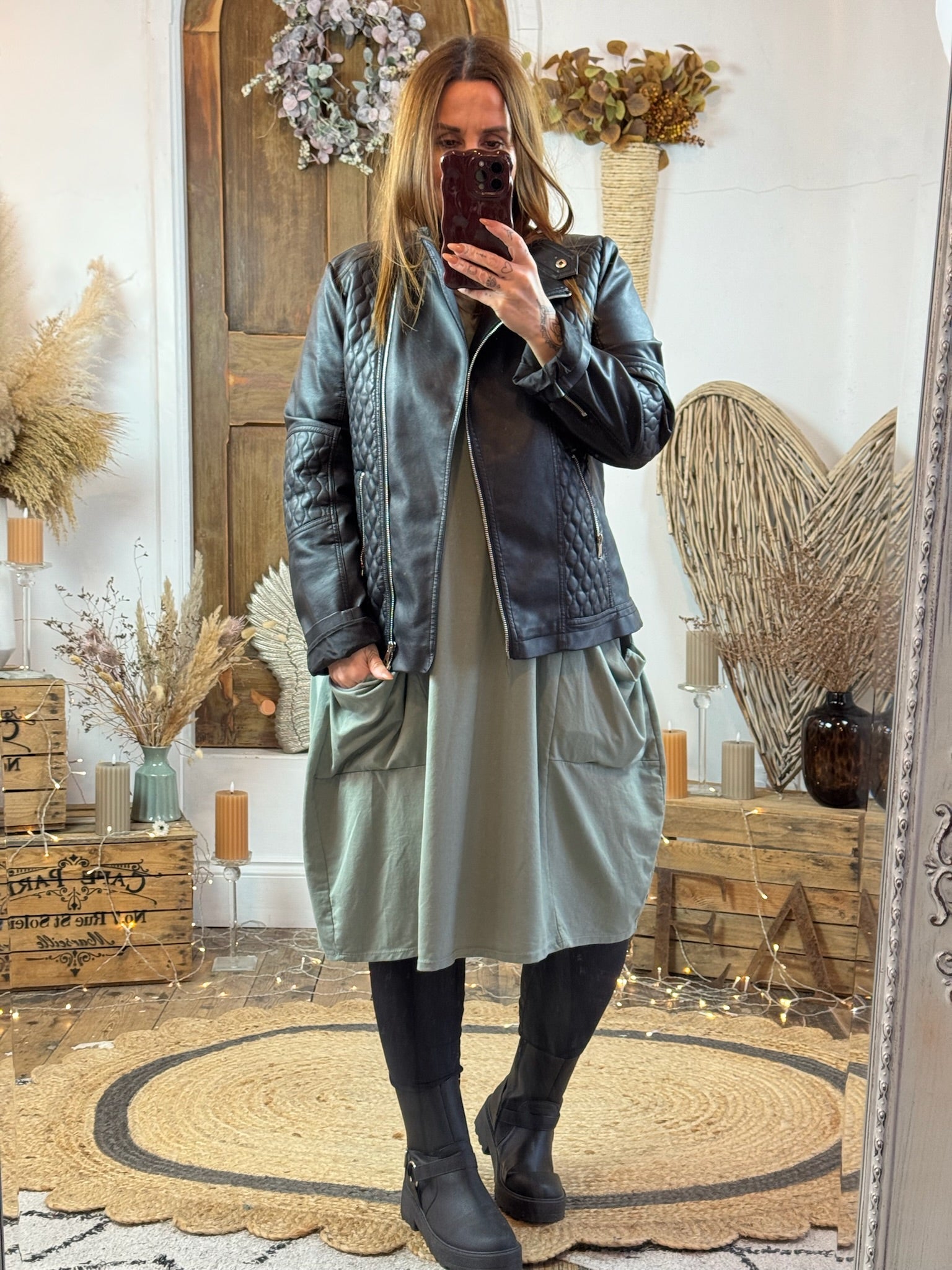 Khaki Baxter Oversized Slouch Dress