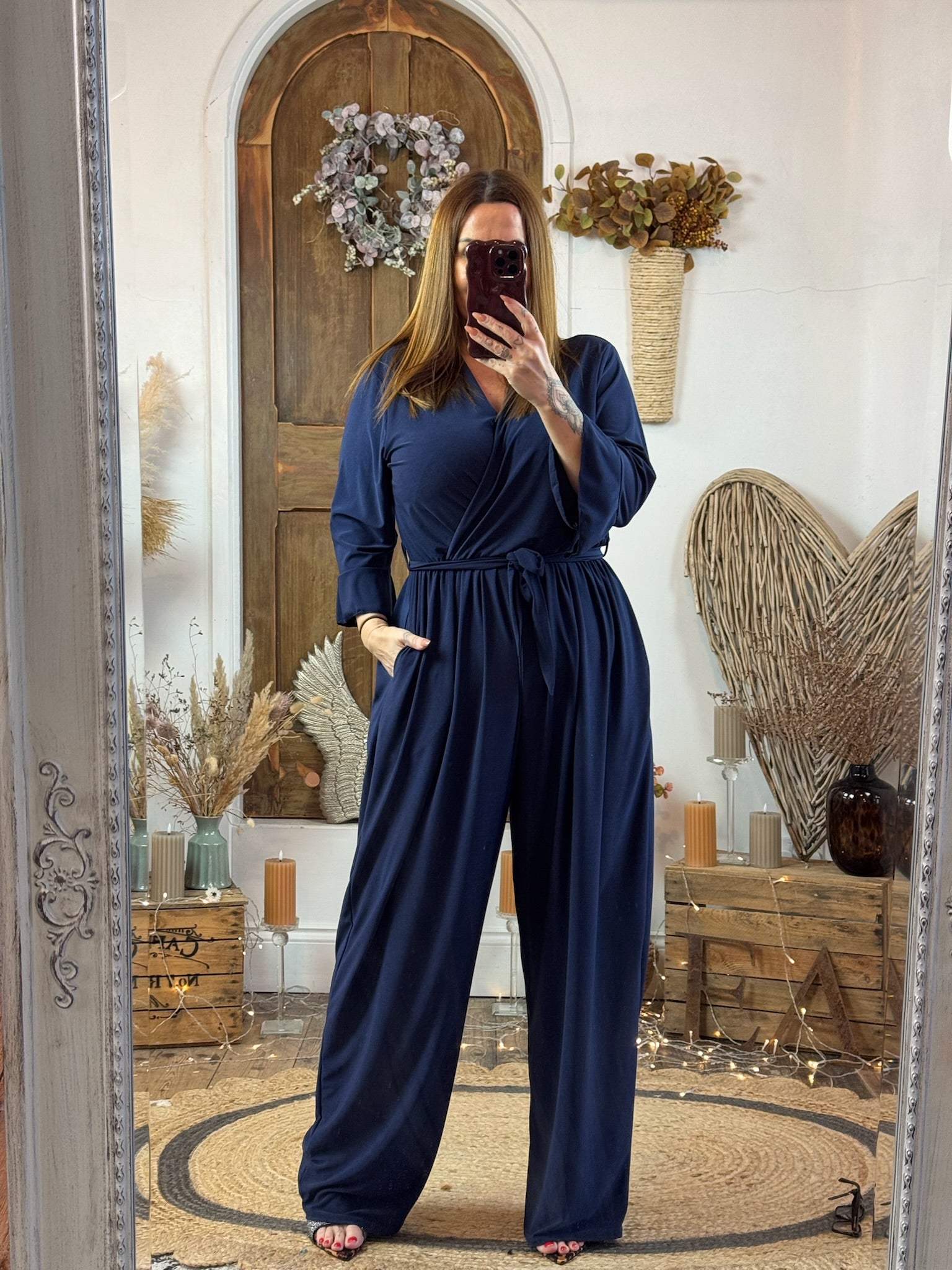 Navy Frida Wide Leg Jumpsuit