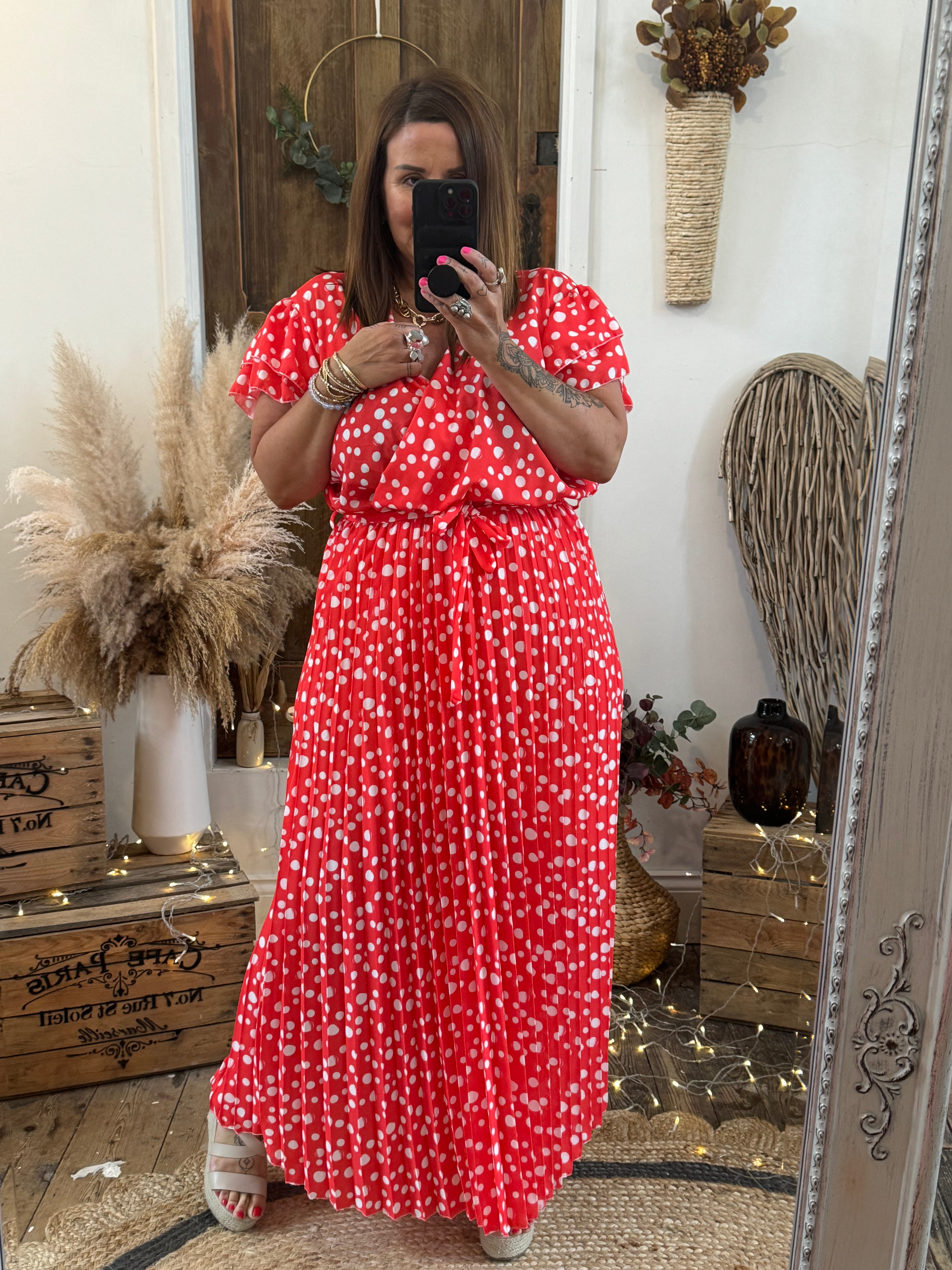Red Polka Dot Belladonna Maxi Dress