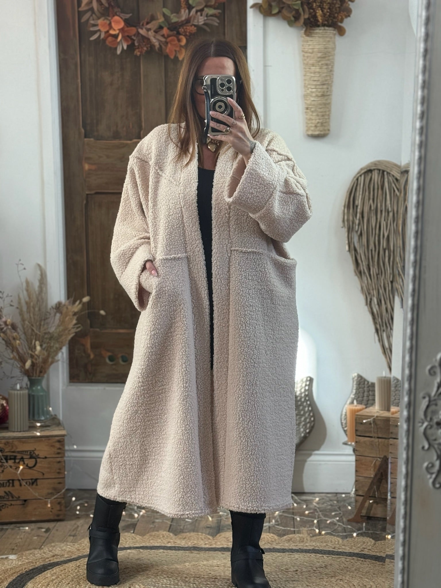 Beige  Duxbury Borg Teddy Duster Jacket