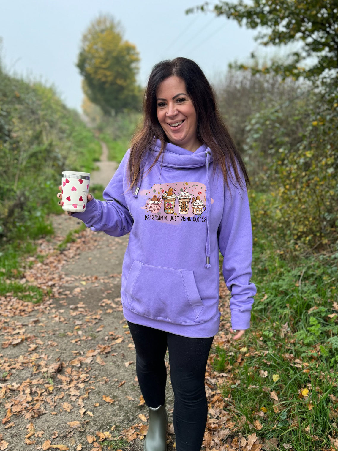 'Dear Santa, Just Bring Coffee' Luxe Hoodie - Lavender