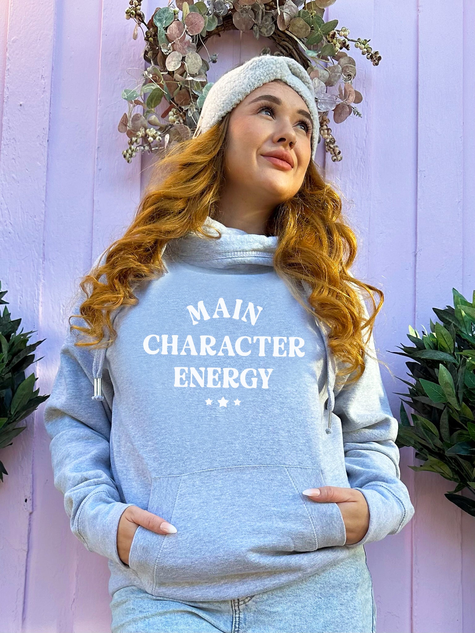 'Main Character Energy' Luxe Hoodie - Grey