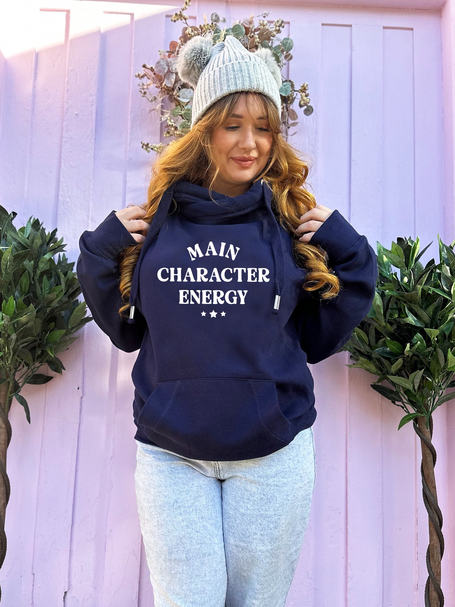 'Main Character Energy' Luxe Hoodie - Navy