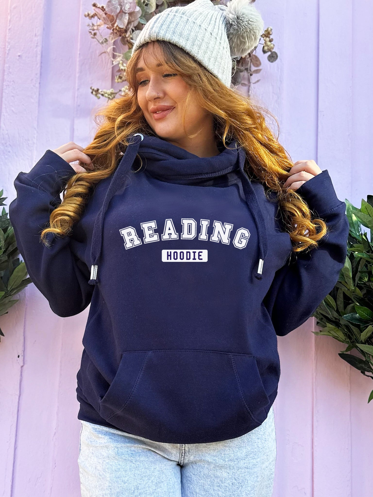 'Reading Hoodie' Varsity Luxe Hoodie - Navy