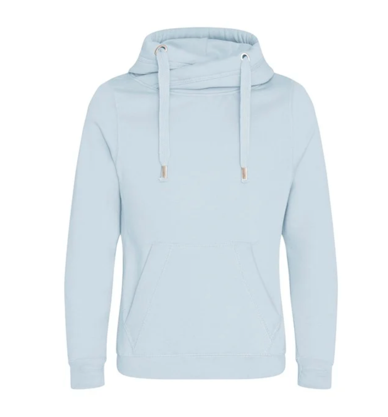 Classic Plain Cowl Neck Luxe Hoodie - Sky Blue