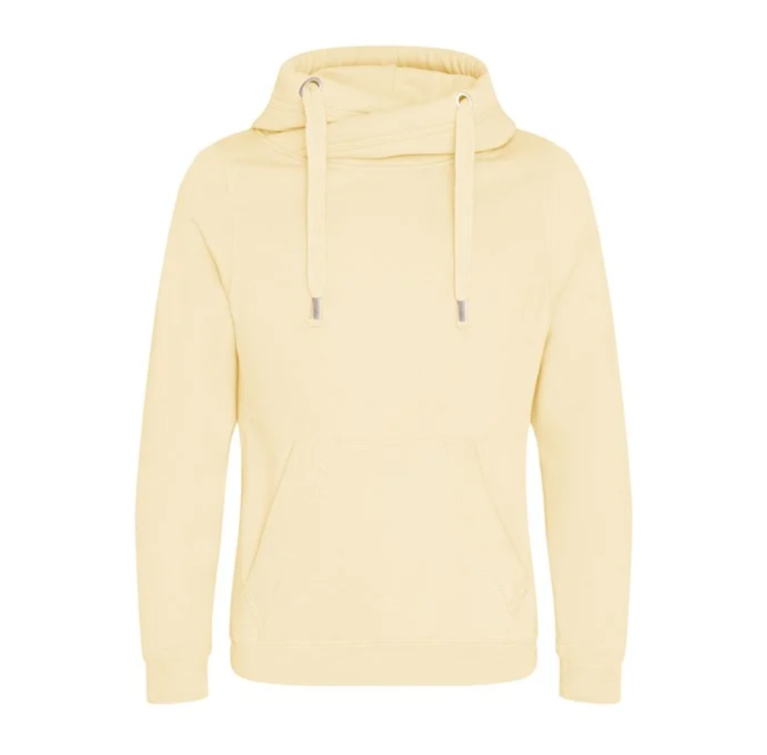 Classic Plain Cowl Neck Luxe Hoodie - Milkshake