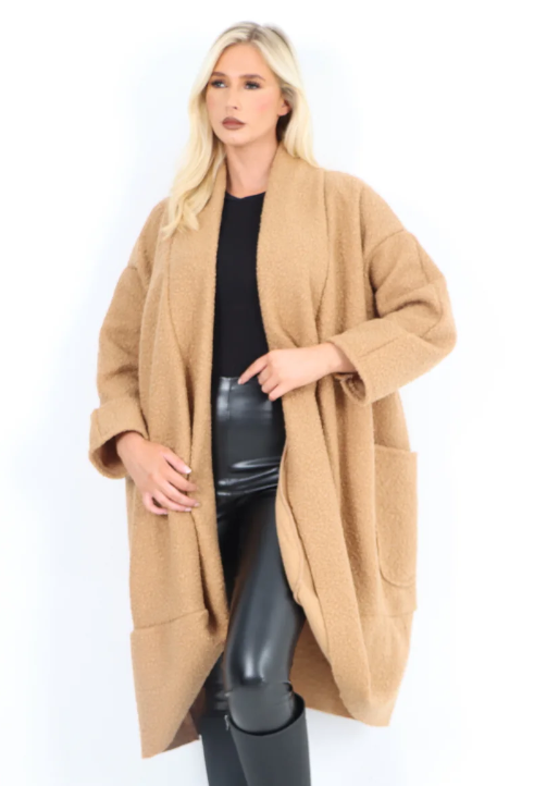 Camel Ripley Boucle Teddy Cocoon Coat