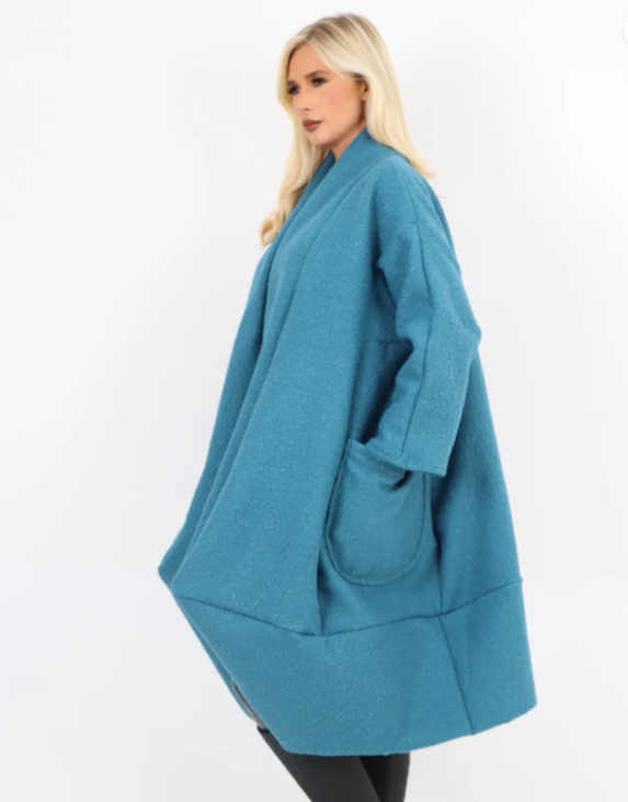 Teal Ripley Boucle Teddy Cocoon Coat