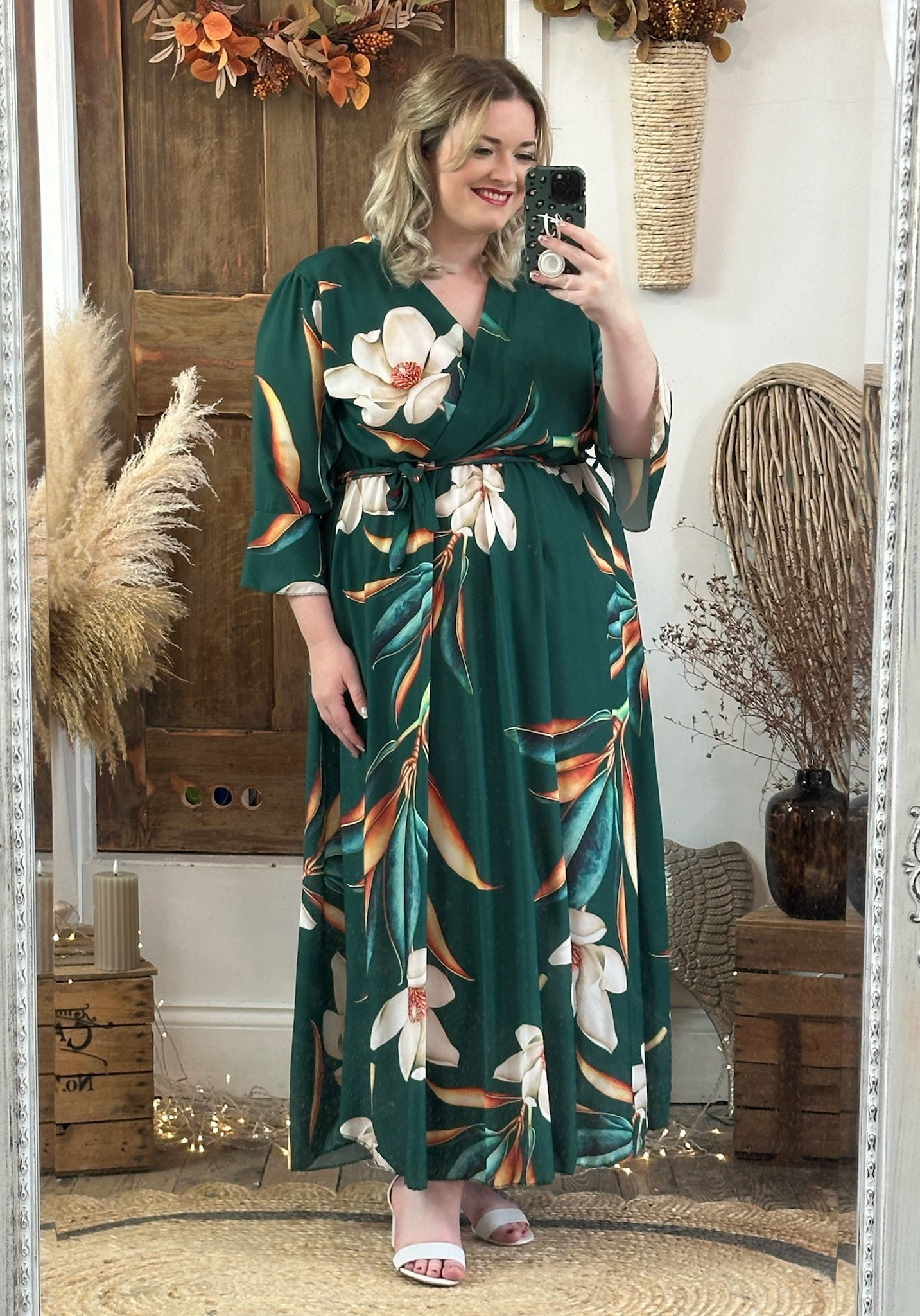 Forest Green Bold Floral Thea Dress