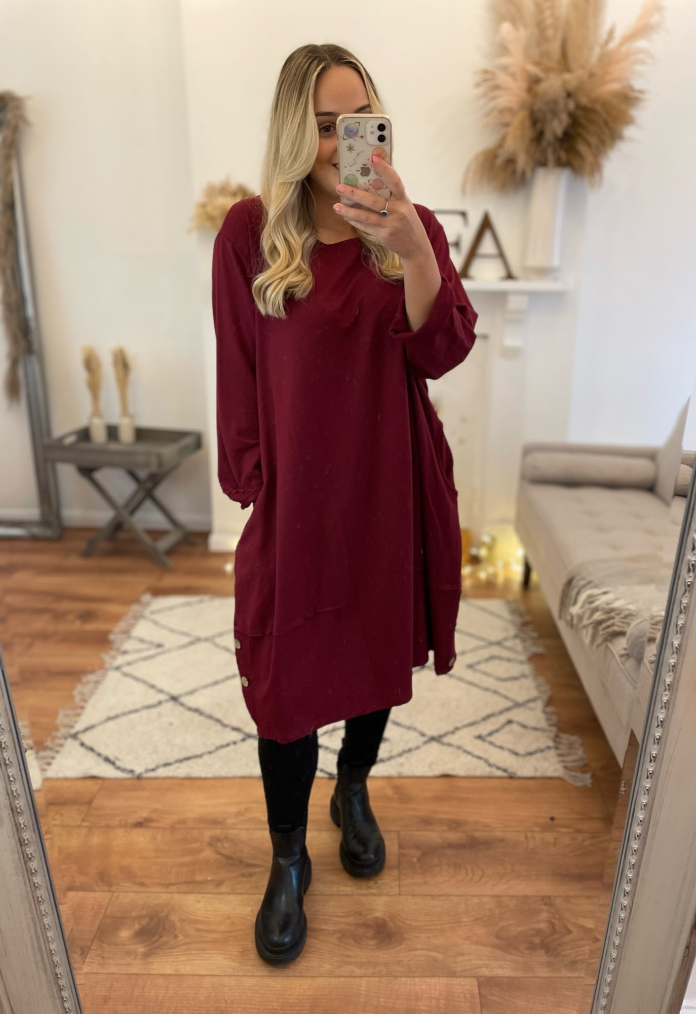 Burgundy Nene Slouch Dress