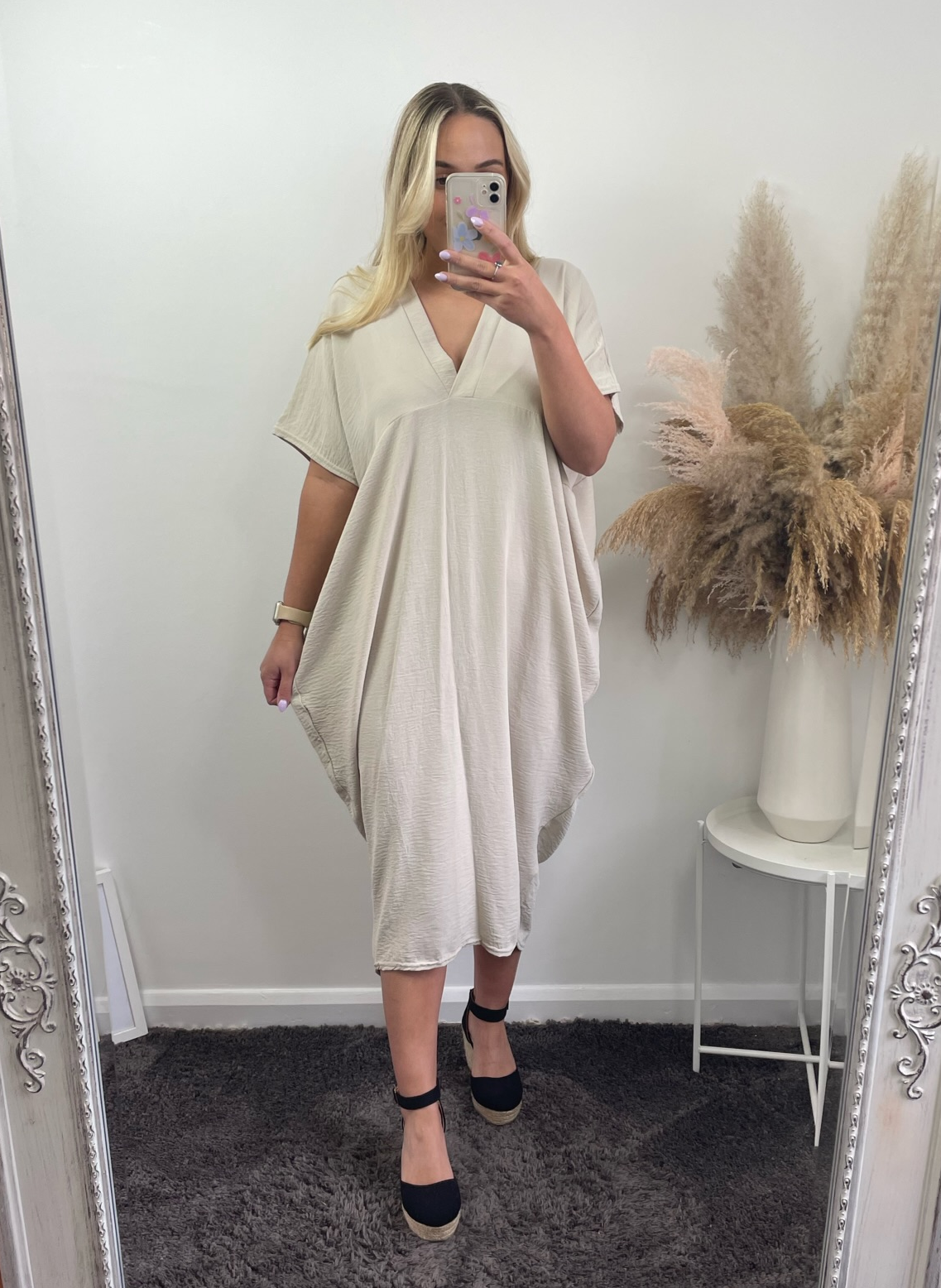 Beige Lulu Batwing Dress